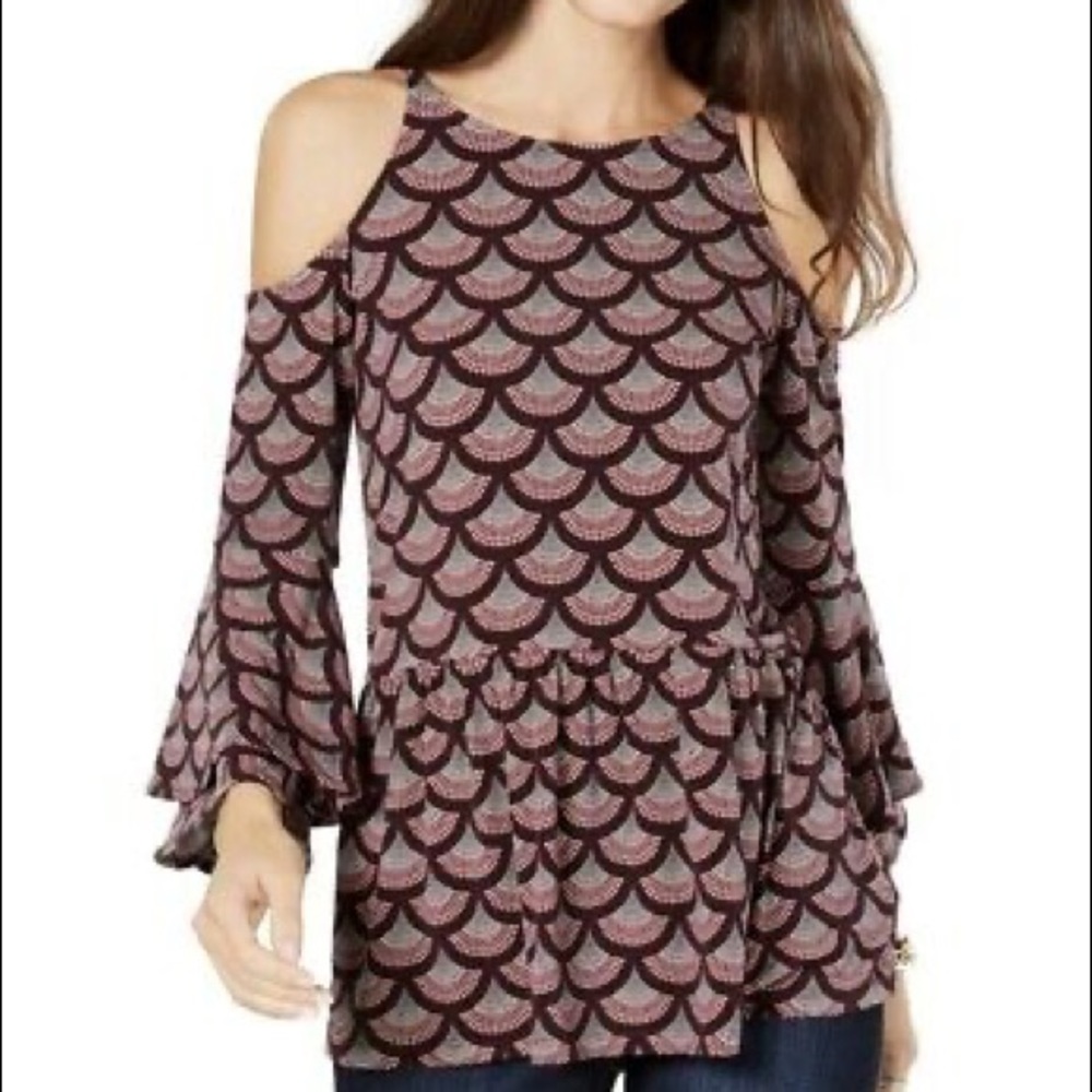 “Michael Kors “woman’s size Large shirt with open shoulder with scalloped arms